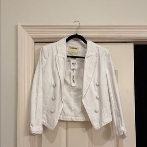 L'AGENCE Classic White Denim Blazer
